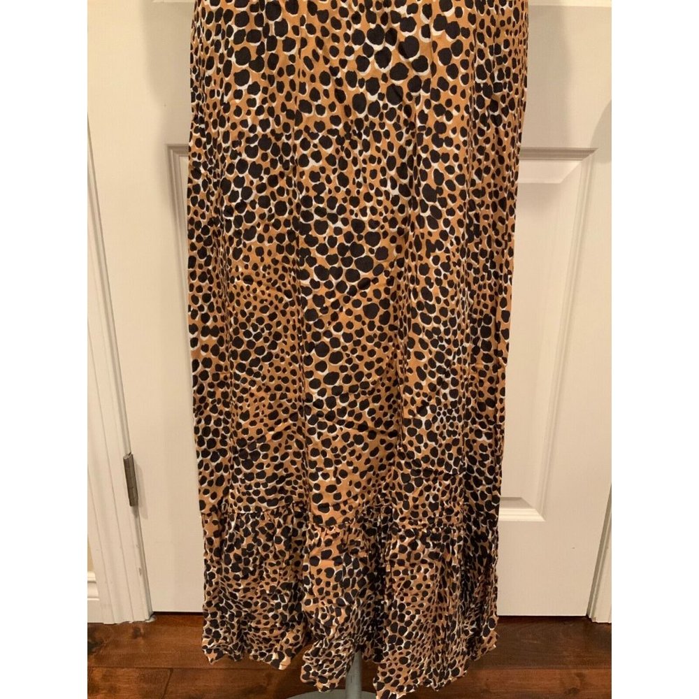 Sea New York Brown & Black Leopard Print Short Sleeve Maxi Dress, Sz 6 - Picture 3 of 8